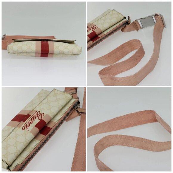 GUCCI GG Supreme Sherry Line Waist bag PVC White Silver 189815 Auth 141909 - Picture 16 of 16